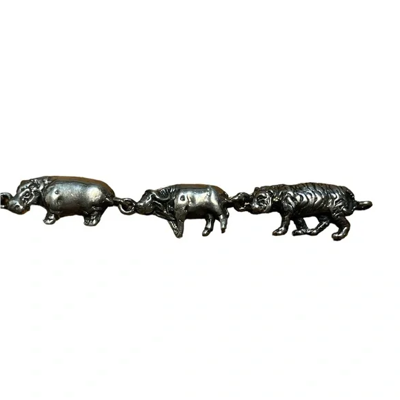 Taxco Sterling Silver Safari Animal Link Bracelet - Picture 3 of 4
